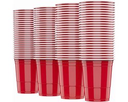 Somstyle Beerpong Bekers - 100 Stuks - Party Red Cups 500 ML - Beer Pong Set - Rood