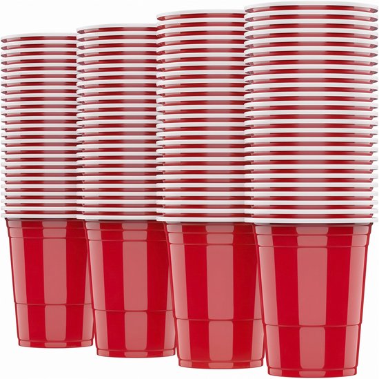 Somstyle Beerpong Bekers - 100 Stuks - Party Red Cups 500 ML - Beer Pong Set - Rood