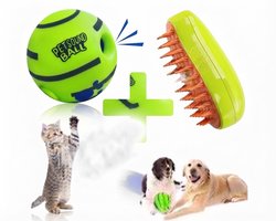 Interactieve hondenbal met lachgeluiden | Duurzaam, milieuvriendelijk vinyl kauwspeelgoed voor puppy's | Wiebelbal voor alle maten