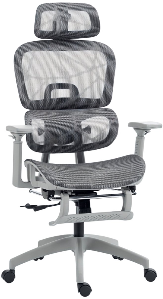 Bureau stoel 66x64x114-122 cm Grijs Metalen onderstel Computerstoel Armstoel Stoel Leesstoel In hoogte verstelbaar Met wielen Stevig en duurzaam Eenvoudig design Praktisch en mooi Te gebruiken in de studeerkamer, op kantoor en in de slaapkamer