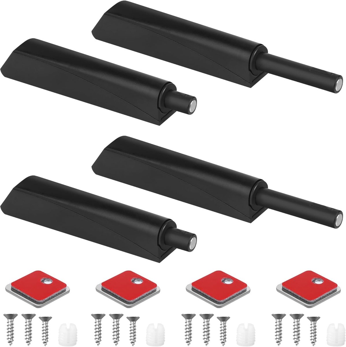4-delige Push Door Opener Set, Magnetische Deuropener voor Kasten, Meubels en Lades, Drukknop Deursluiter met Magnetische Functie voor Eenvoudig Openen en Sluiten