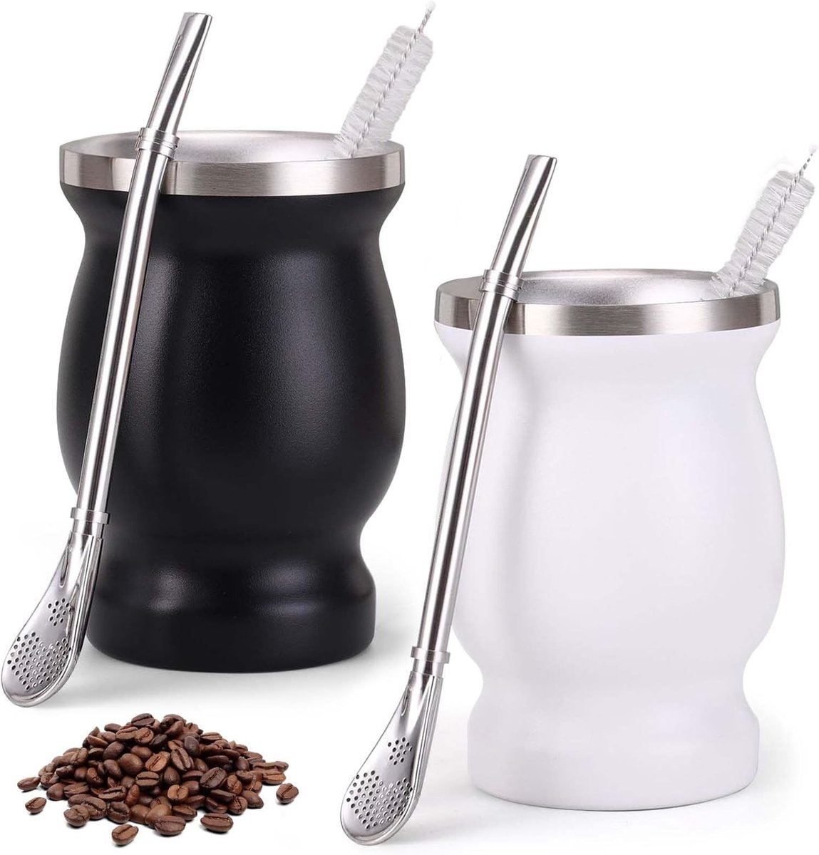 Complete Yerba Mate Set van RVS met Lepel en Schoonmaakborstel - Ideaal voor Gezelligheid en Ontspanning met Mate Thee