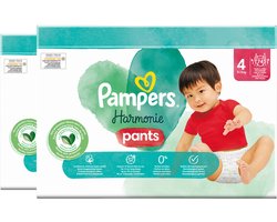 Pampers Harmonie Pants luierbroekjes - Maat 4 - 148 stuks - 2 x 74 luierbroekjes (9-15KG) - 100% droogheid van Pampers - Rekbare tailleband rondom voor eenvoudig verschonen