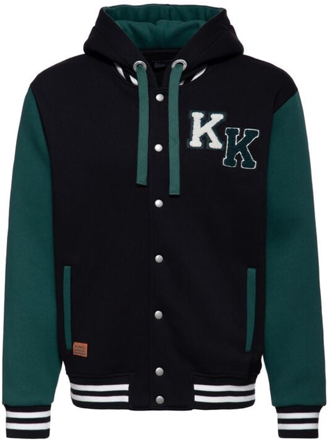 King Kerosin Milwaukee College Style Hoodie-Jacket Heren Collegejas - zwart/groen - L