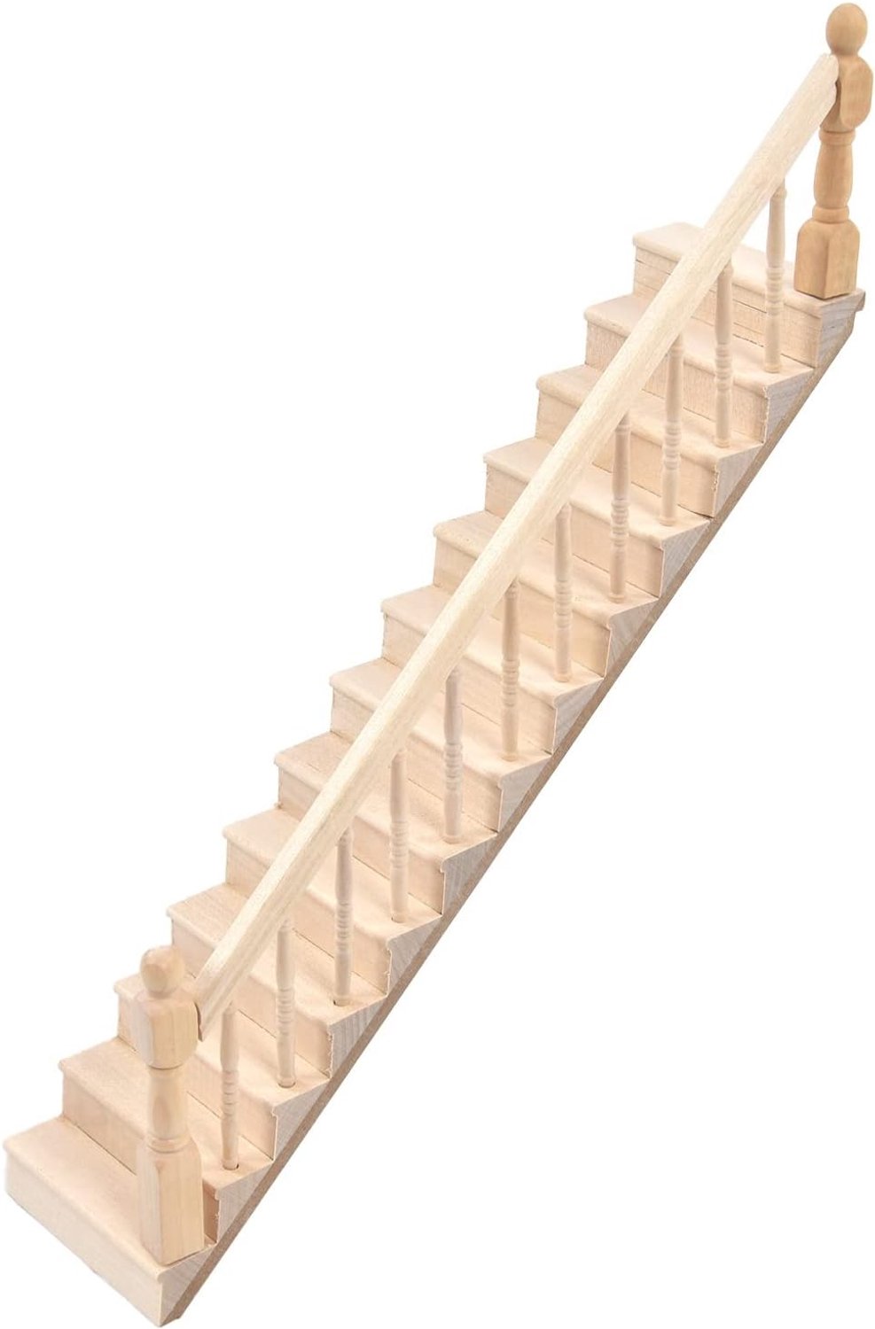 Poppenhuistrappen Mini Houten 1/12 - Berkenmateriaal - Glanzende afgeronde hoeken - ServiceTopper