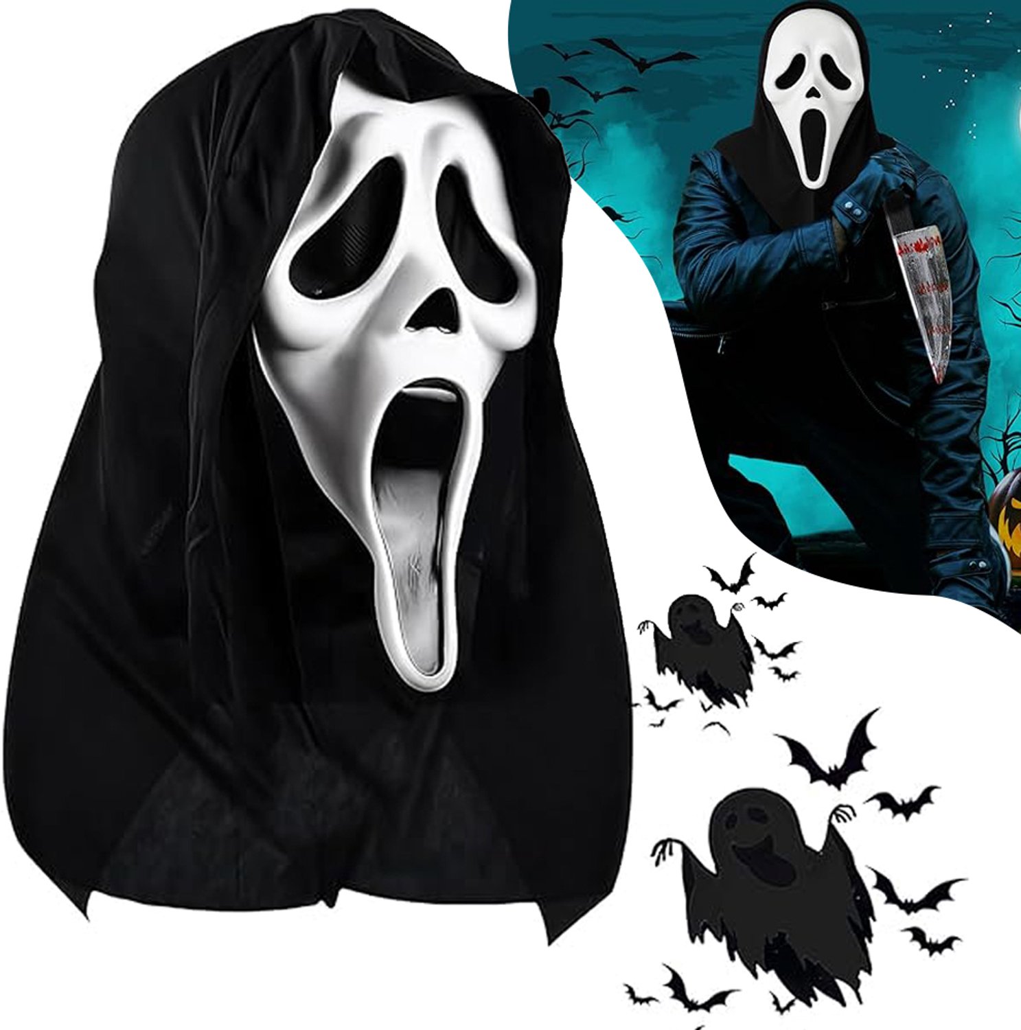 Halloween-Schreeuwmasker - Eng Spookgezichtsmasker - Volwassen Schreeuwmasker - Horror Volledig Hoofd Latex Masker