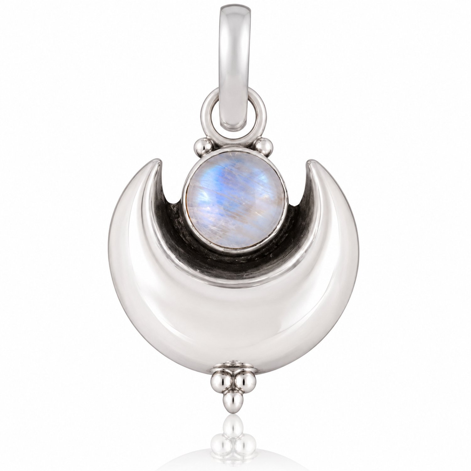 Natuursieraad - 925 sterling zilver maansteen hanger maan - luxe edelsteen sieraad - handgemaakt