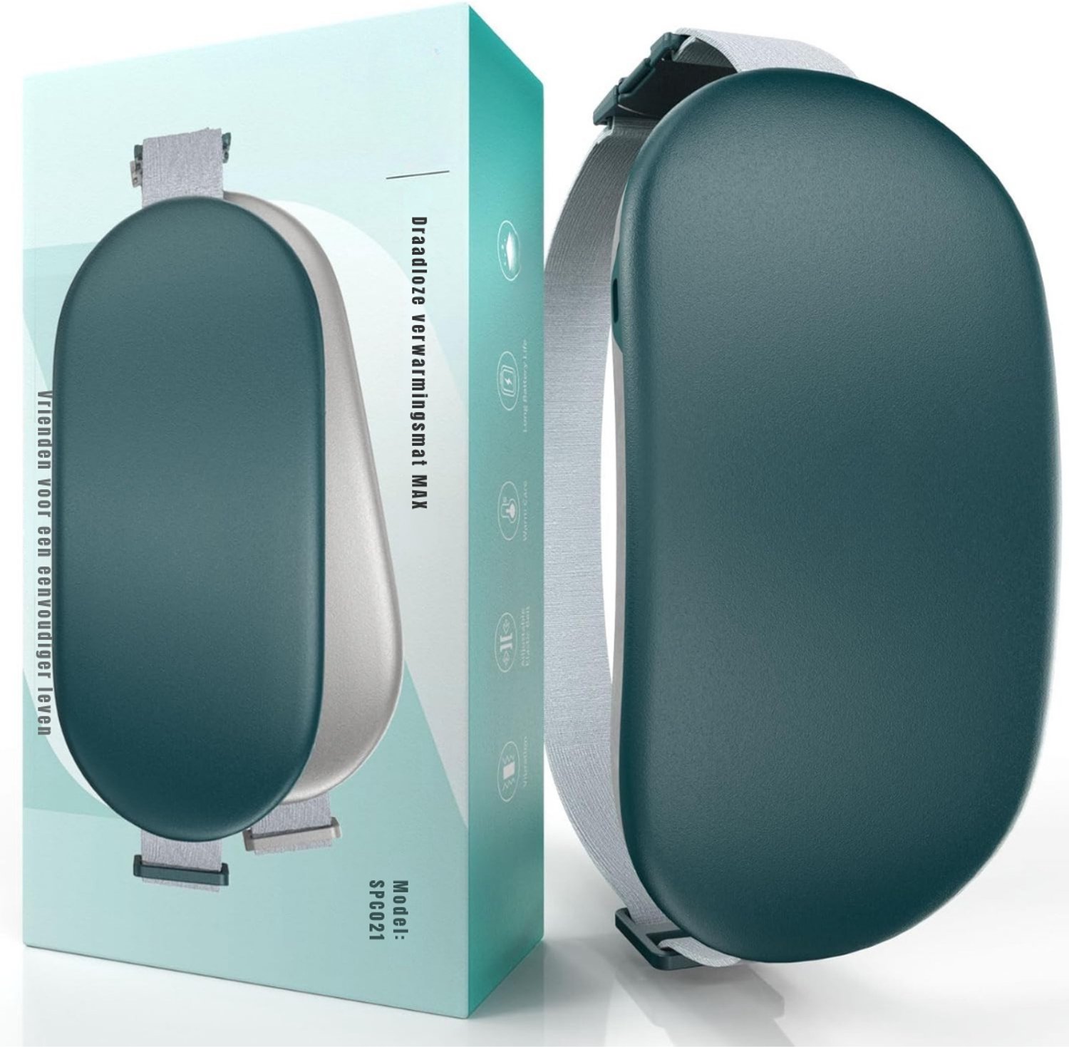 QUOVO® Warmtekussen oplaadbaar - Warmtekussen - Warmtekussen elektrisch - Donkergroen - 21cm x 10cm x 3cm