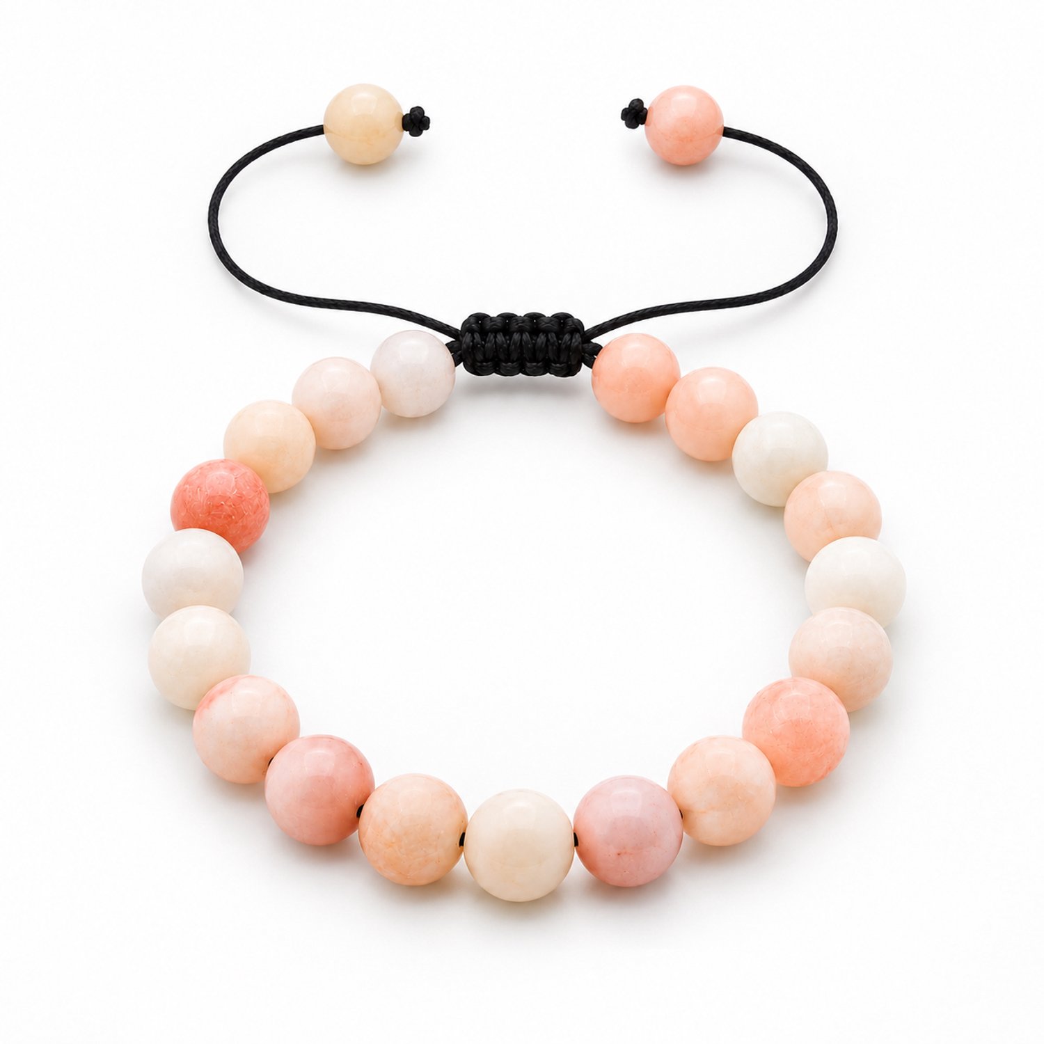 Marama Terra Blush Armband – Natuursteen – 8 mm Kralen – Vegan Waxcord – Verstelbaar – Roze