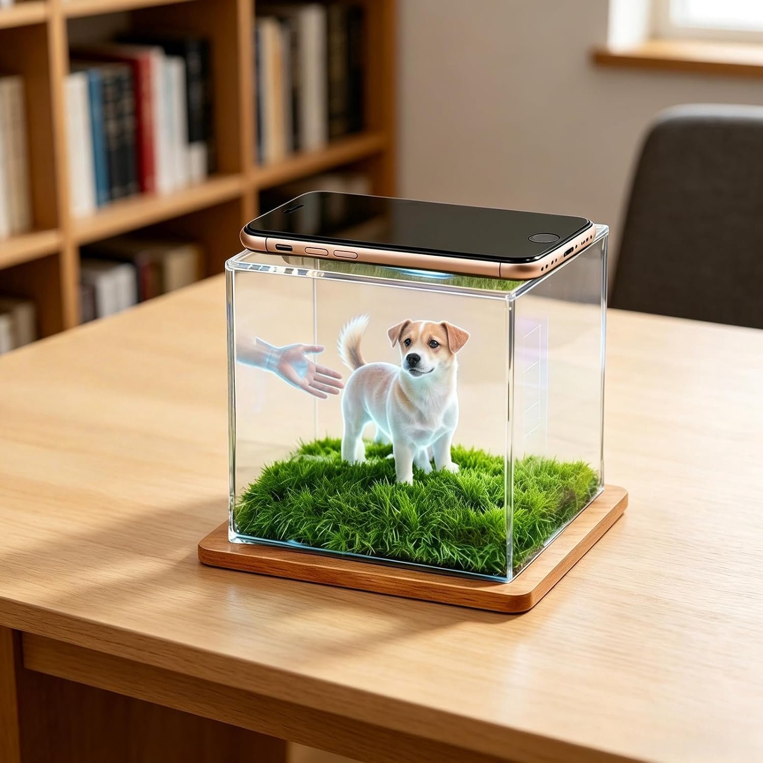 TEKROA® Vitrinekasten - Huisdier Herdenkingsdoos - 3D-projectie - Acryl Vitrine met LED - Persoonlijk Dierenbeeldje voor Kat en Hond - Gedenk Cadeau - Opgedragen aan eigenaren die hun geliefde huisdieren hebben verloren
