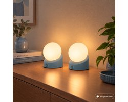 BRILONER Sora - Set van 2 Tafellampen oplaadbaar - warm wit licht - dimbaar - voor binnen en buiten - 10 x 8 x 9 cm - blauw