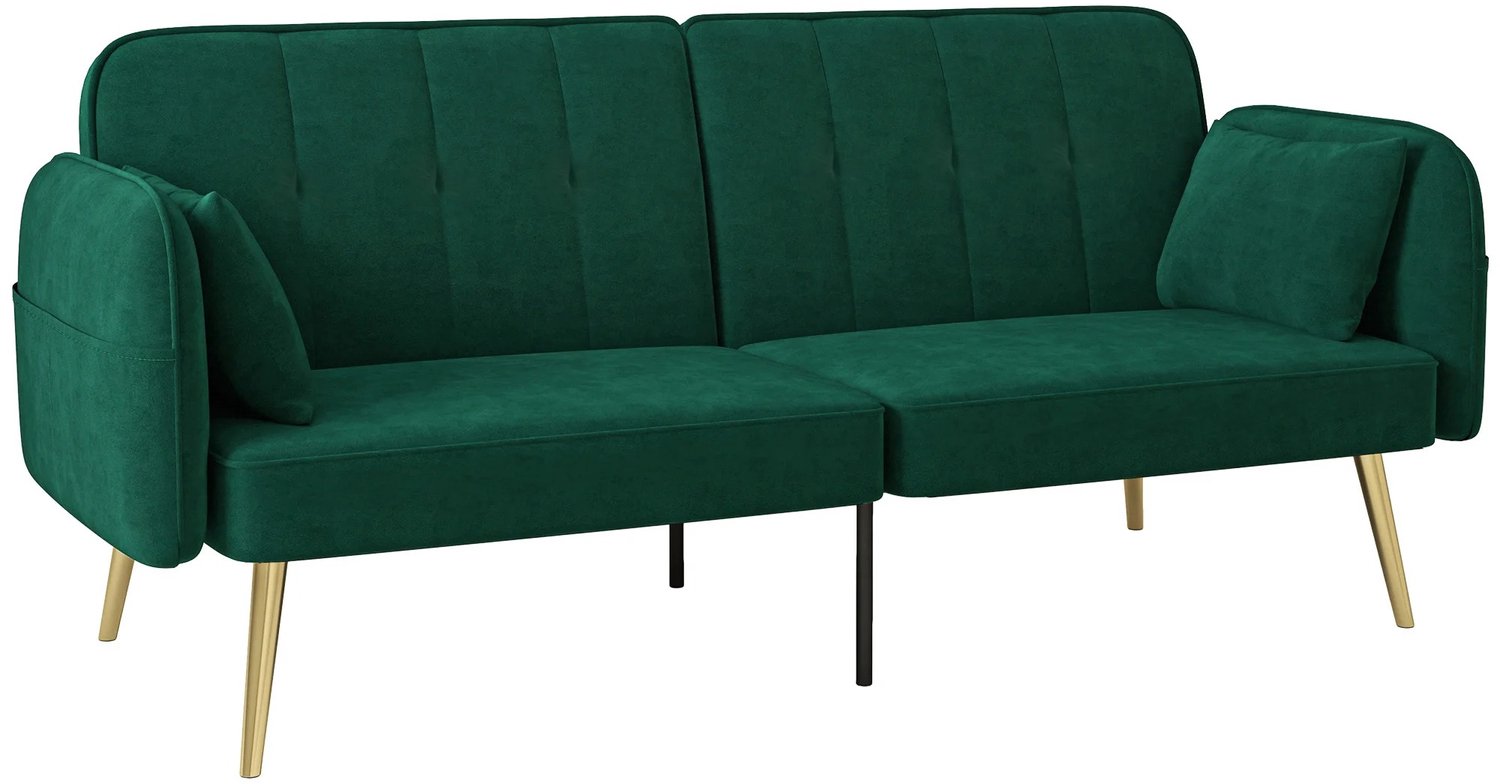 Bresht Slaapbank - 2-Persoons - Uitklapbaar met Klik-Klakmechanisme - Verstelbare Rugleuning - Donkergroen - 180 × 74 × 79,5 cm