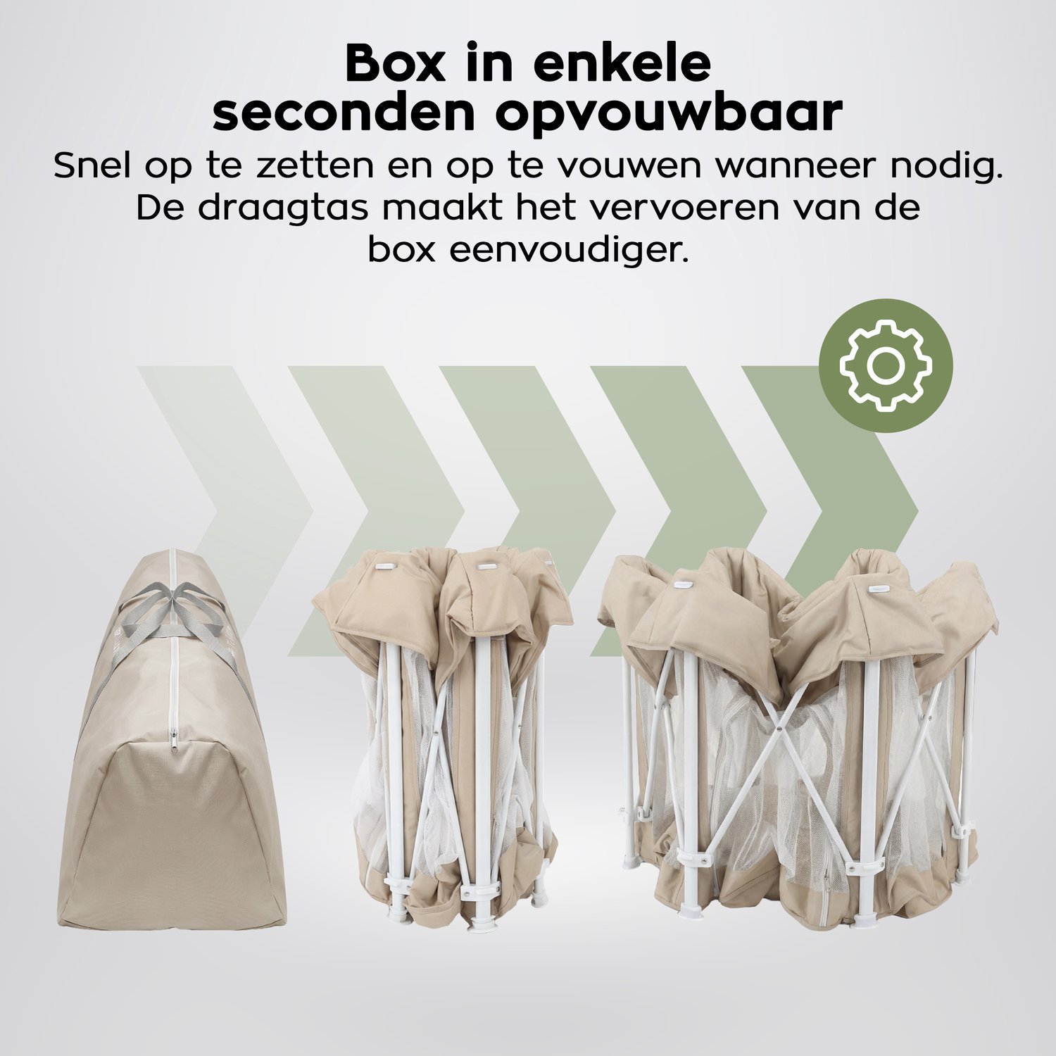 Tulano Cozy 30 - Grondbox - 125x125x66cm - Met draagtas - Inklapbare - Opvouwbare Baby Speelbox - zeshoek - voor binnen en buiten - ademend gaas - EN71 gecertificeerd - Beige – foto 5