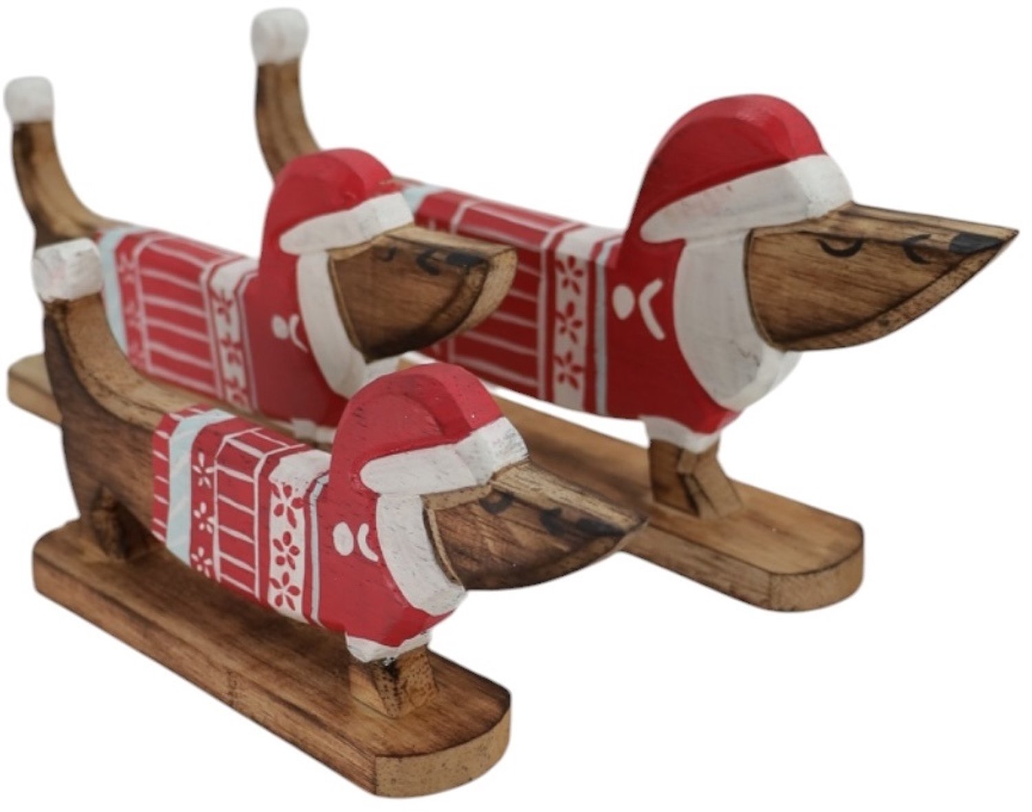 Set 3 teckels rood hout Tiara