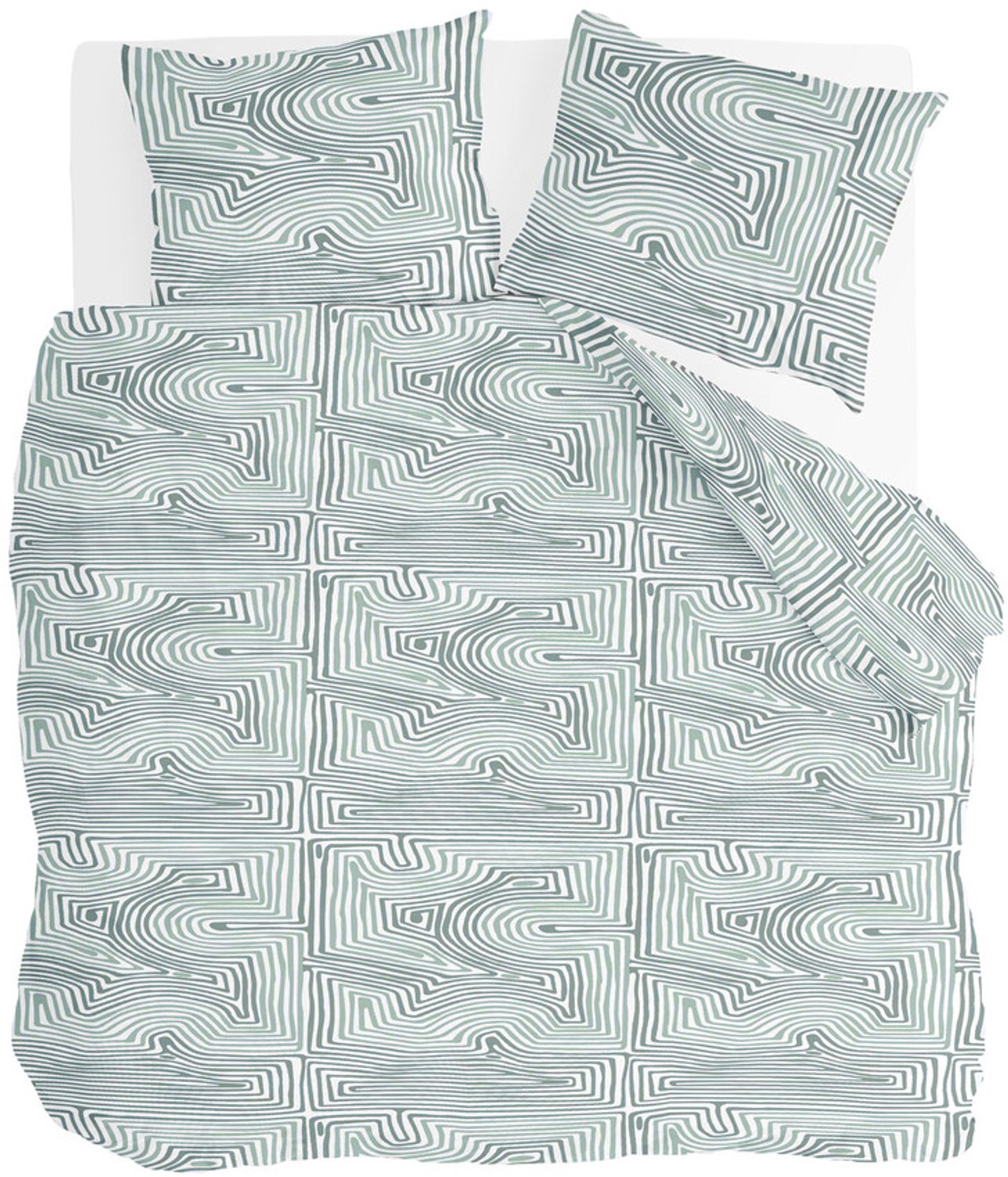 Byrklund Dekbedovertrek Lagoon Lines - 240x220 - 100% Katoen (BCI) - Groen