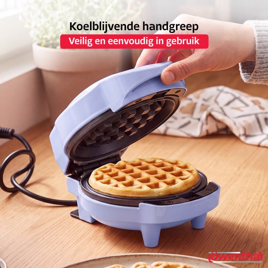 2-in-1 Wafel- en Pannenkoekenmaker - Wafelijzer met Verwisselbare Platen - Pannenkoeken Maker met Koudgrepen - Mini Wafelmaker met Anti Aanbaklaag - Pancake Maker - Uitneembare Platen - Waffle Maker - Wafelmachine - Waffle Iron - Blauw - Löwenthal — afbeelding 2
