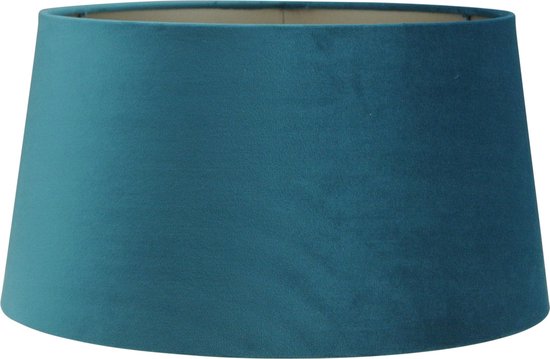 Staande lampenkap - 35x30x18cm - Palermo velours blauw - taupe binnenkant |  bol