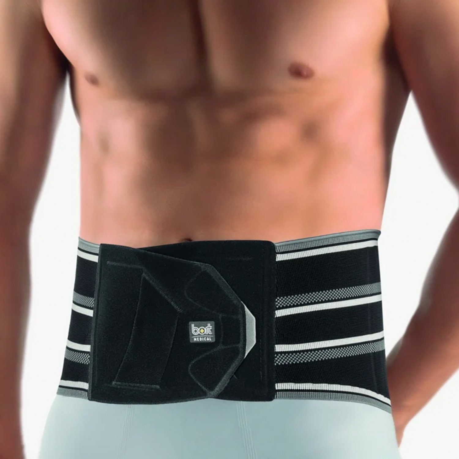 BORT Stabilo Basic Rugbandage met Pelotte – Onderrug – Lendensteun met Verstevigingsstaven – Zwart – Maat 2