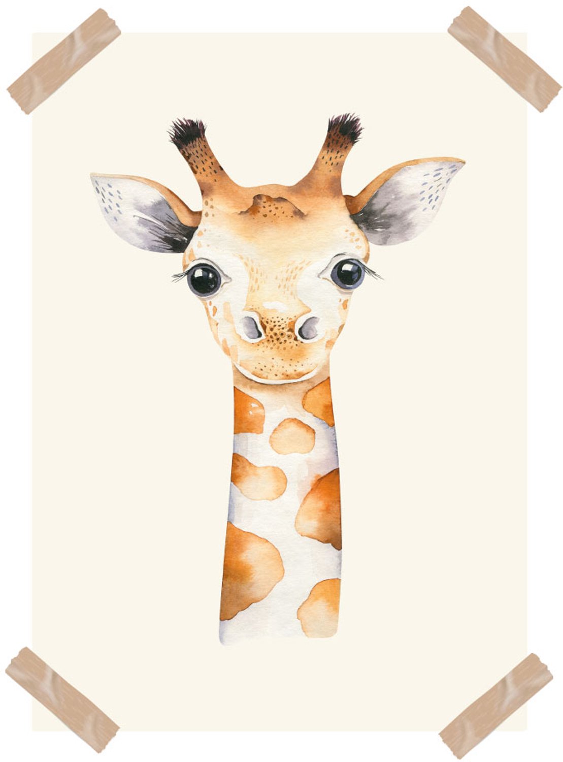Poster aquarel giraf-Kinderkamer-Poster A4 formaat-Wanddecoratie-dieren-Kinderkameraccessoires