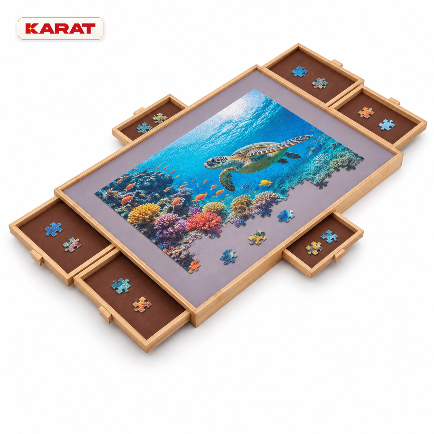 Floordirekt Puzzelbord Hudson – Draaibaar – 6 lades – 1000 stukjes – Houtlook