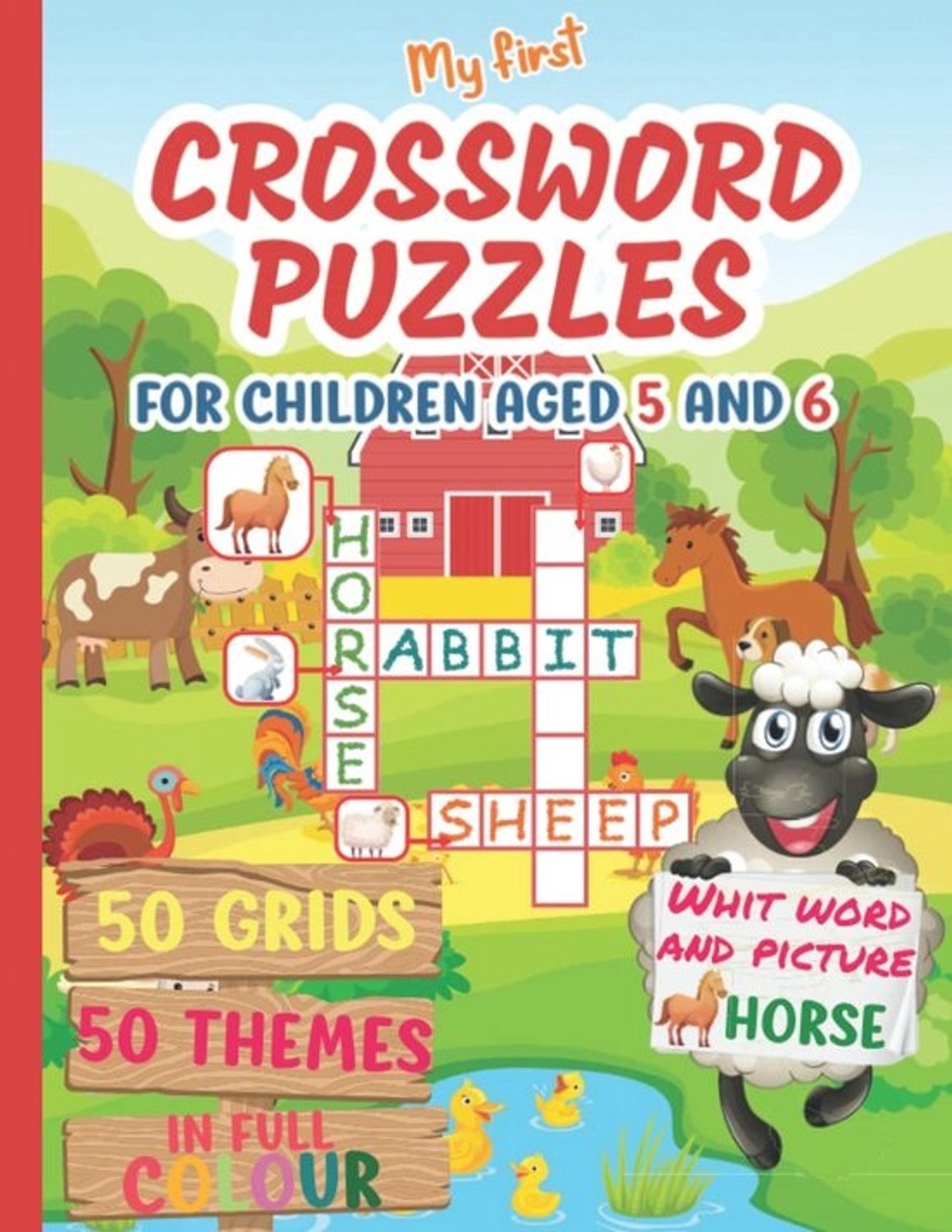 Eerste kleurrijke kruiswoordpuzzels - Groeiboek voor spelend leren - Kinderen van 5 en 6 jaar
