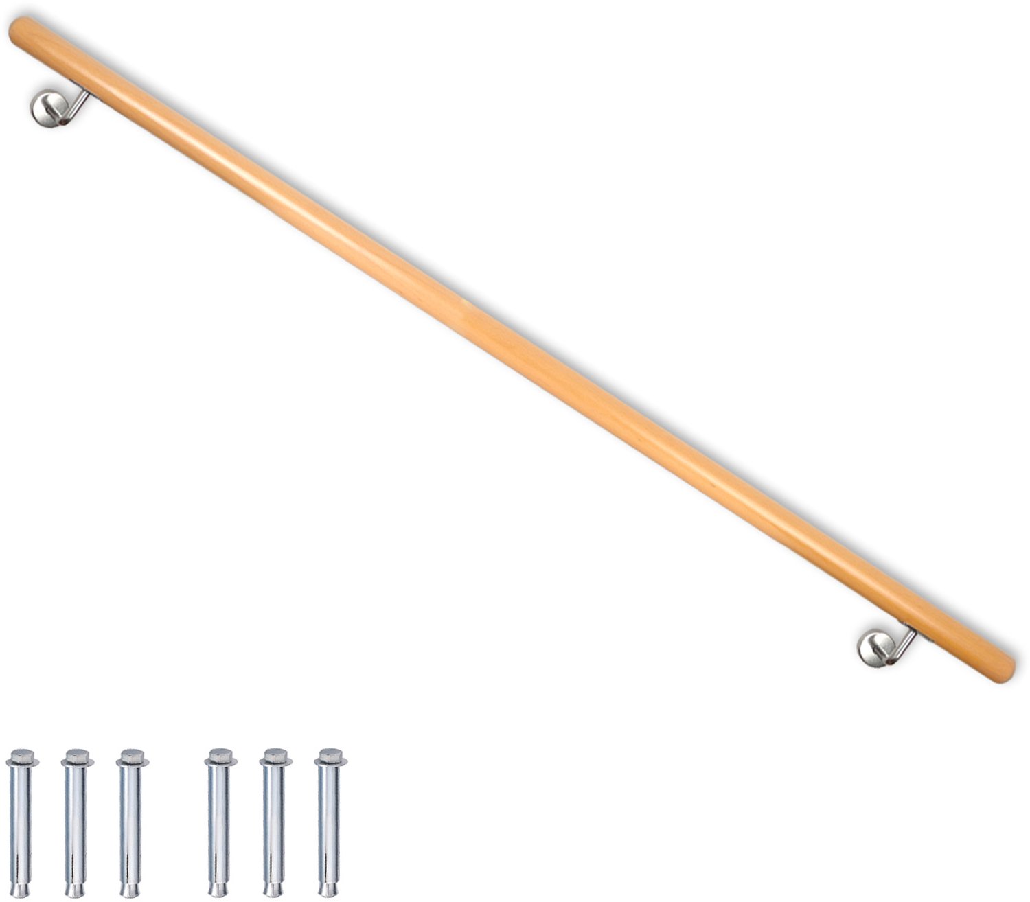 Beukenhouten trapleuning – Trapleuning / Wandleuning – Zijmontage – Lengte naar keuze: 50 – 500 cm