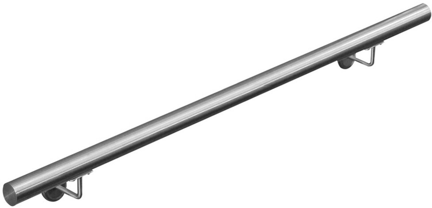 V2Aox RVS leuning / trapleuning, diameter: 4,2 cm, roest- en weerbestendig, inclusief bevestigingsmateriaal en steunen
