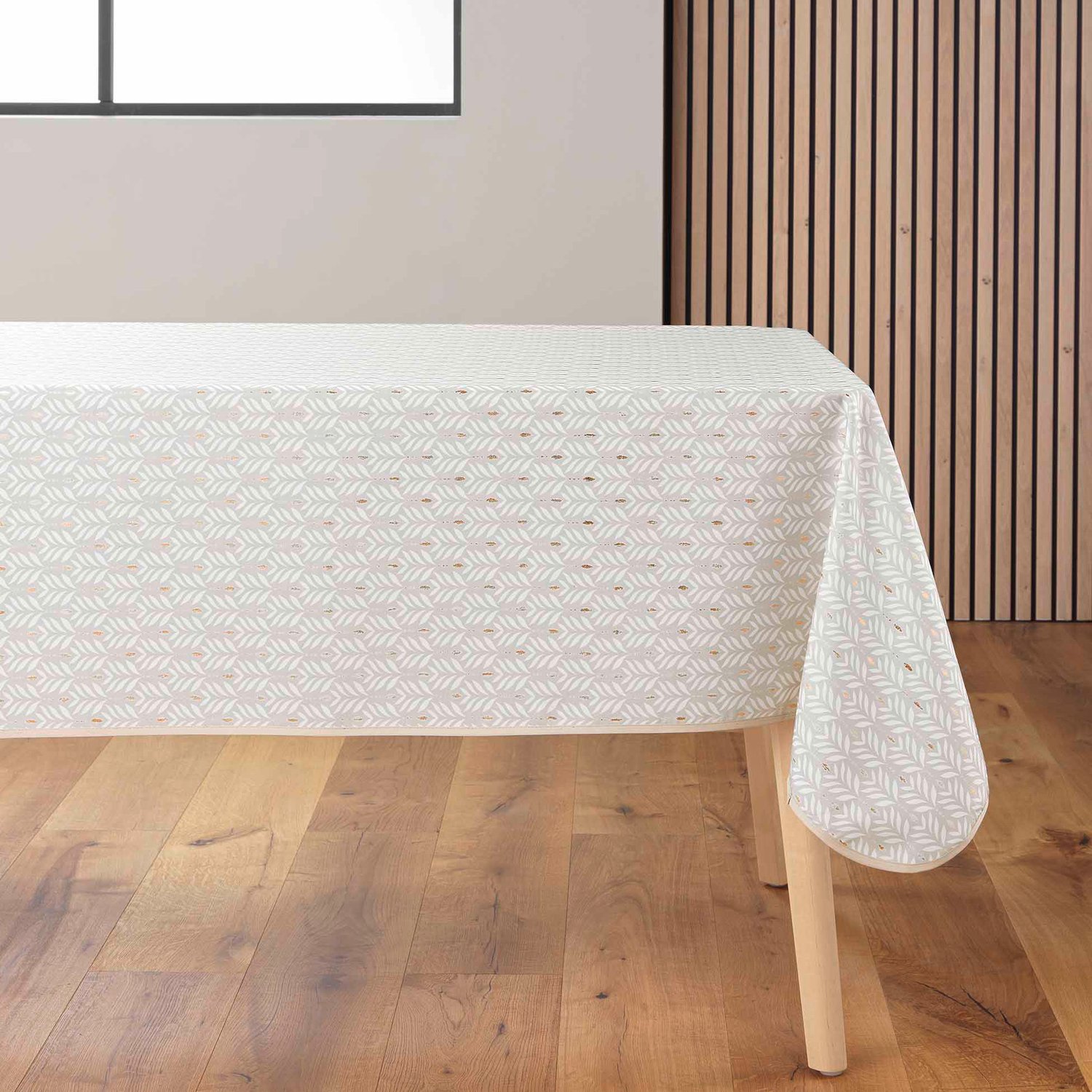 Douceur d'intérieur - Rechthoekig tafelkleed met glanzend patroon, 145 x 240 cm - beige