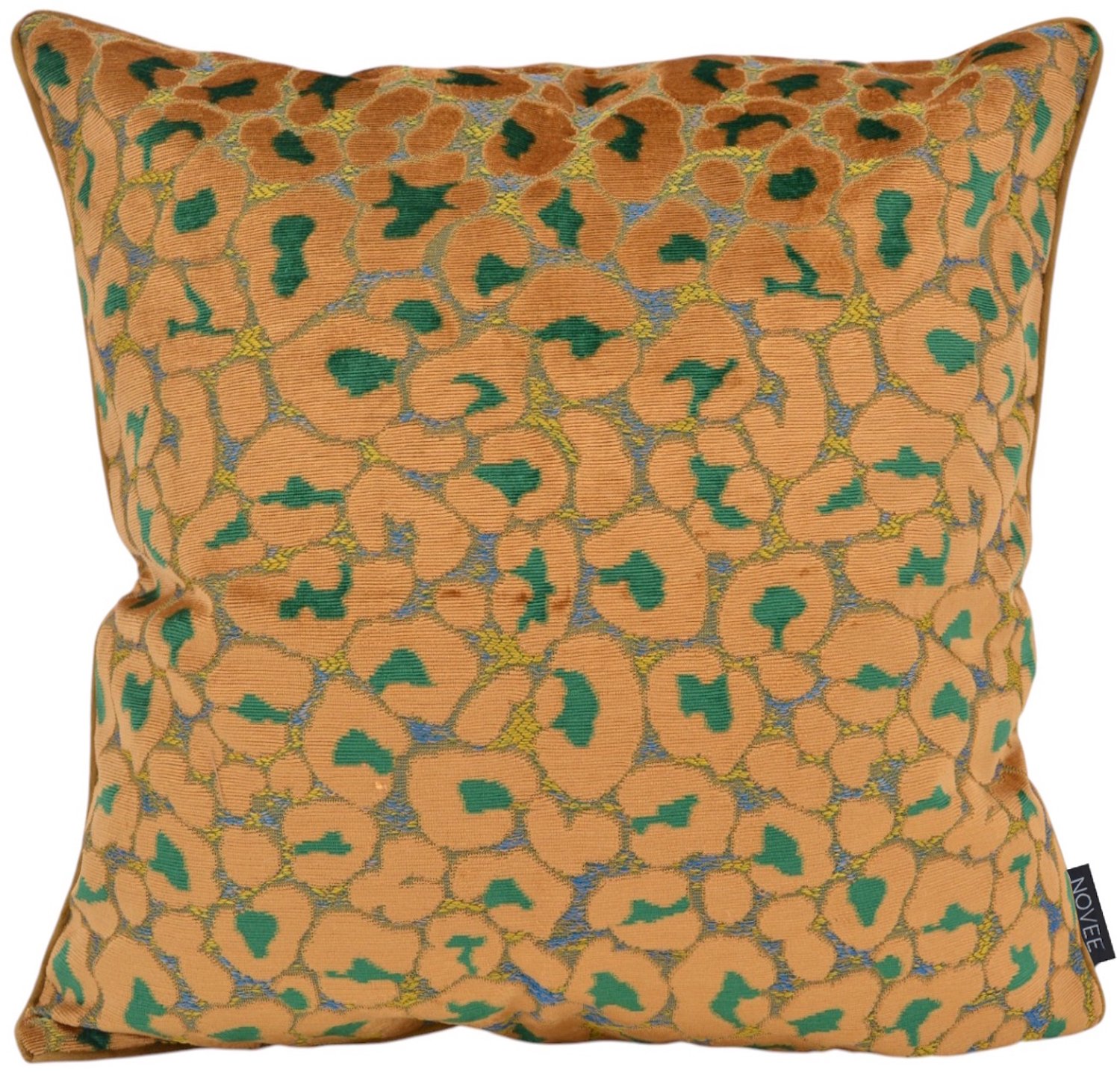 NOVÉE Leopard Goudbruin/Groen Kussenhoes | 45x45 cm | Velvet/Polyester
