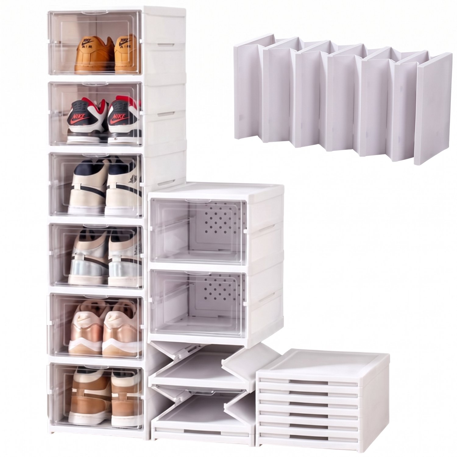 Tremeo Opvouwbare Schoenenkast - Schoenenrek - Schoenen Organizer - 6 paar - Transparante Deuren - Ruimtebesparend - 105x25x34 cm