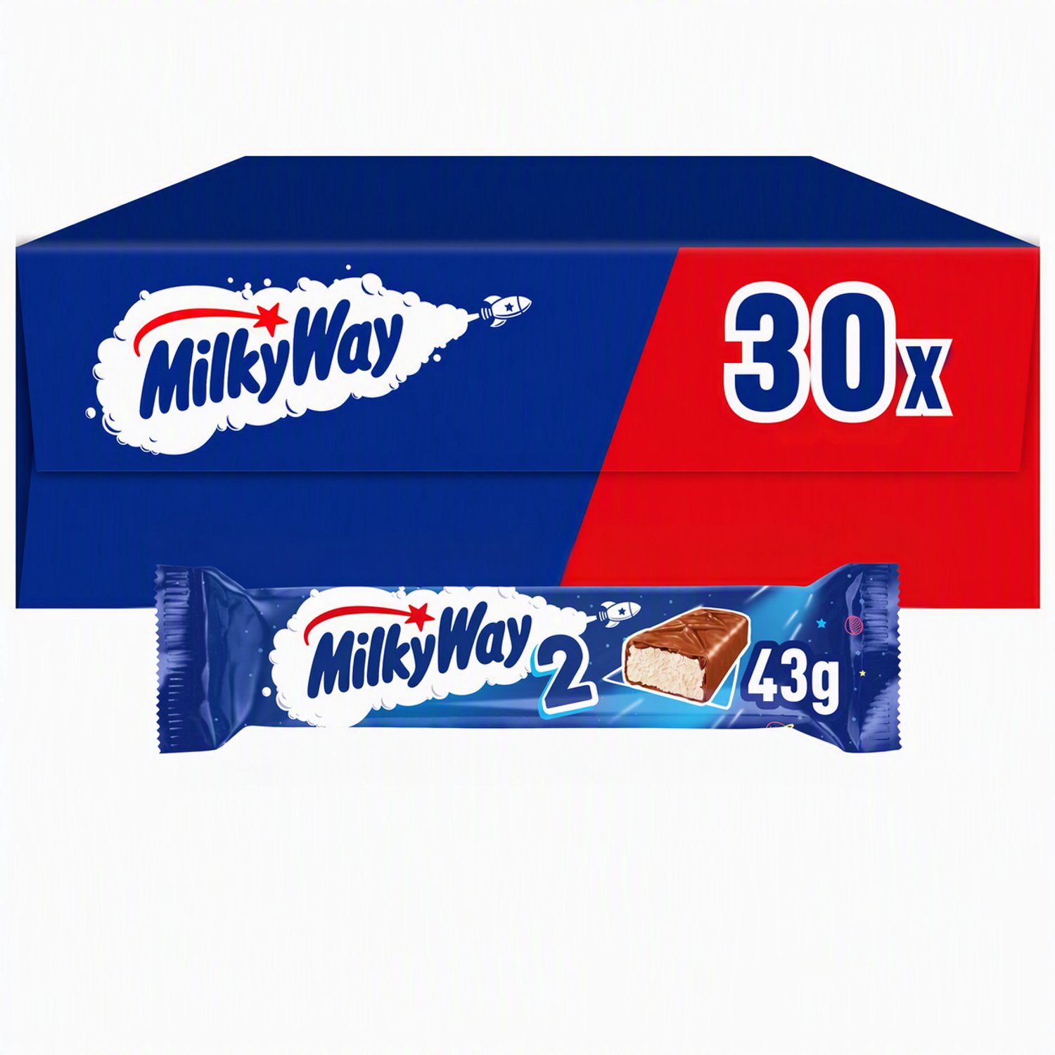 Milky Way Twin - Luchtige Chocolade Reep - 30x43g - Uitdeeldoos