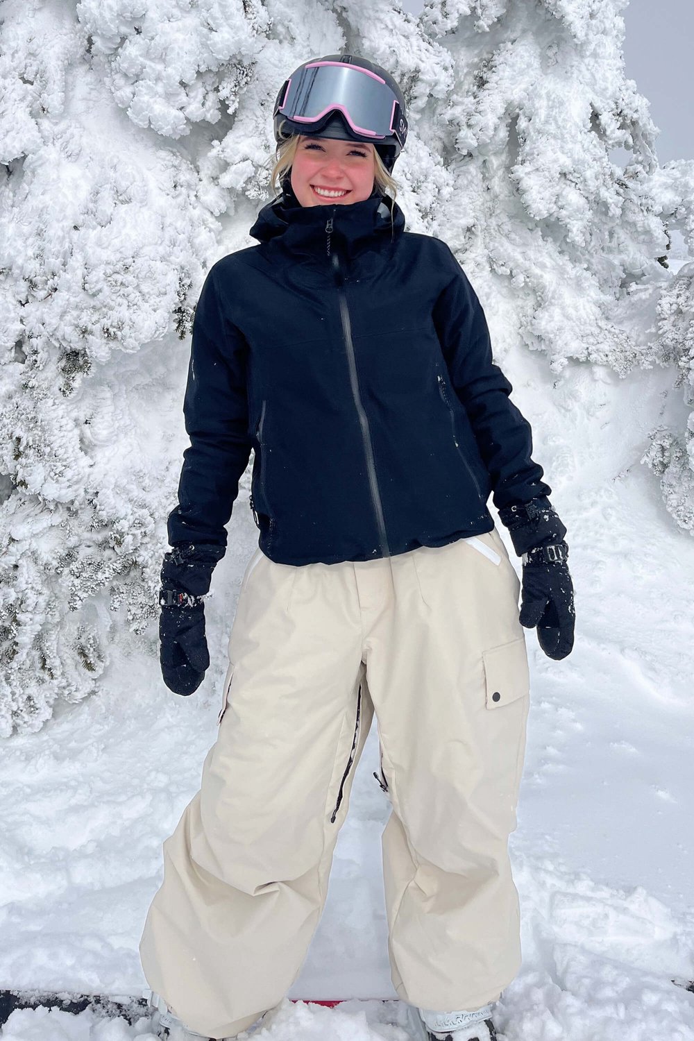 GSOU SNOW - Dames Skibroek - baggy ski - en snowboardbroek - 20K waterdicht - Waterdicht en Slijtvast - Gebroken wit - Maat XXL
