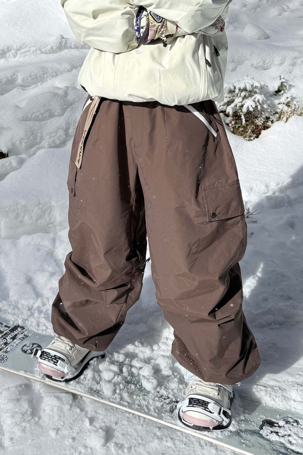 GSOU SNOW - Dames Skibroek - baggy ski - en snowboardbroek - 20K waterdicht - Waterdicht en Slijtvast - Koffiebruin - Maat M