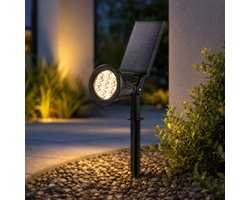 iplux Iplux® Solar LED Tuinspot Pro - Compact en krachtig - 240 lumen - Hoge Kwaliteit - Warm Wit - IP65 Waterproof