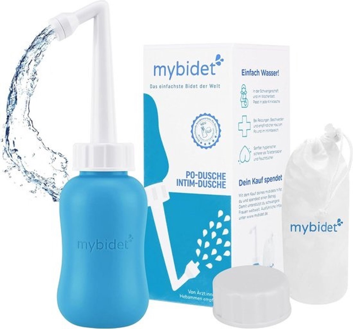 Premium po-douche voor intieme hygiëne - Drukknop met accessoires