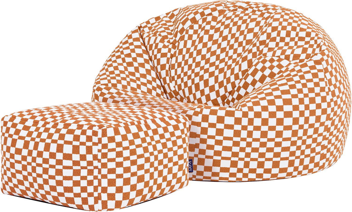 Icon Kingston Zitzak met Poef- Schaakbord Oranje