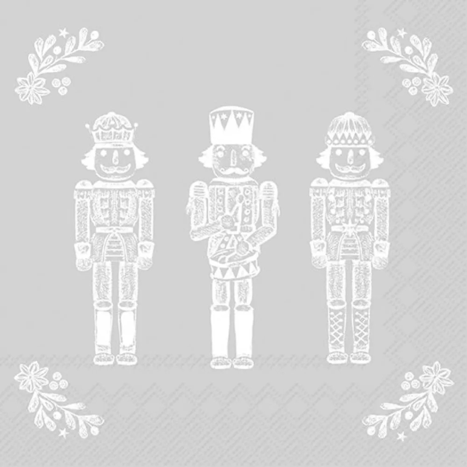 Servetten "BRIGHT NUTCRACKERS silver" 33x33 cm
