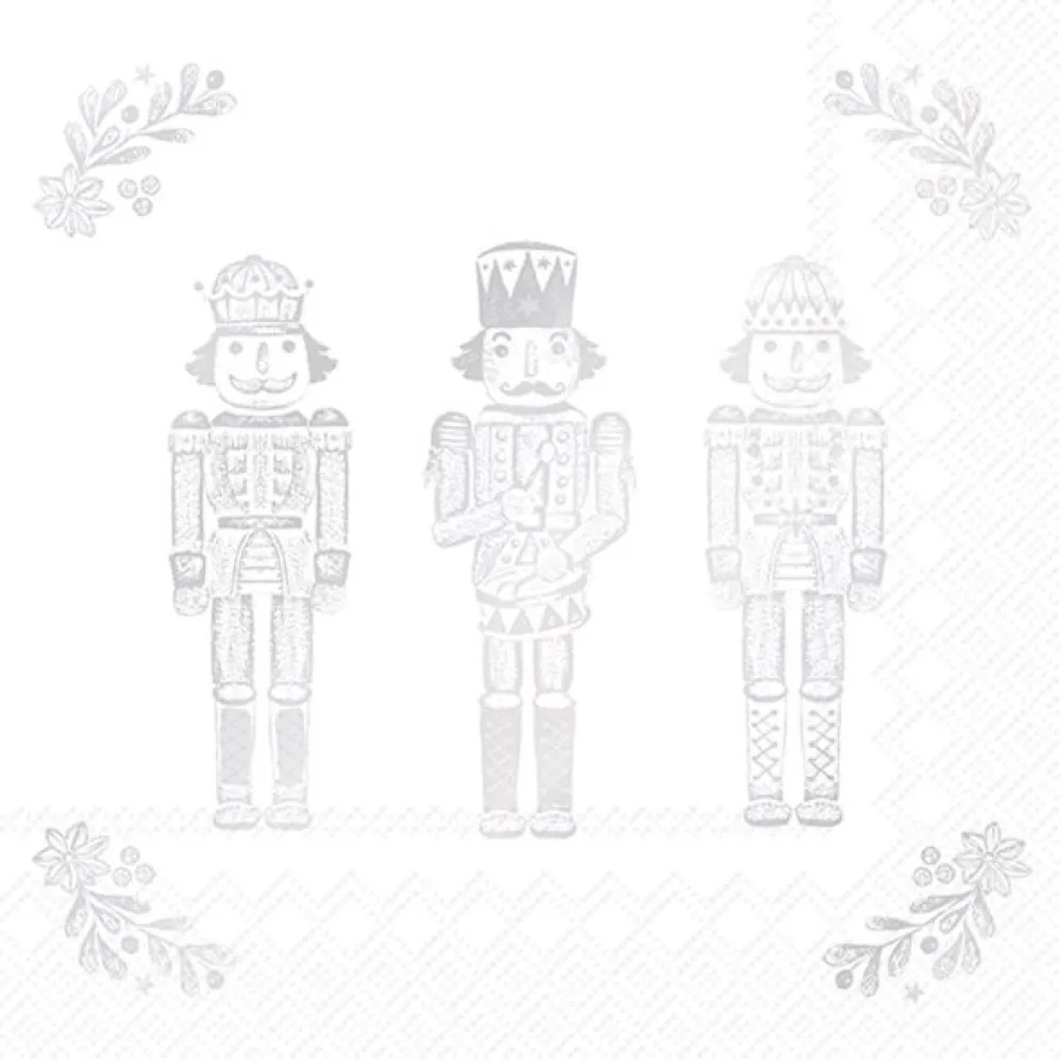 Servetten "BRIGHT NUTCRACKERS white & silver" 33x33 cm