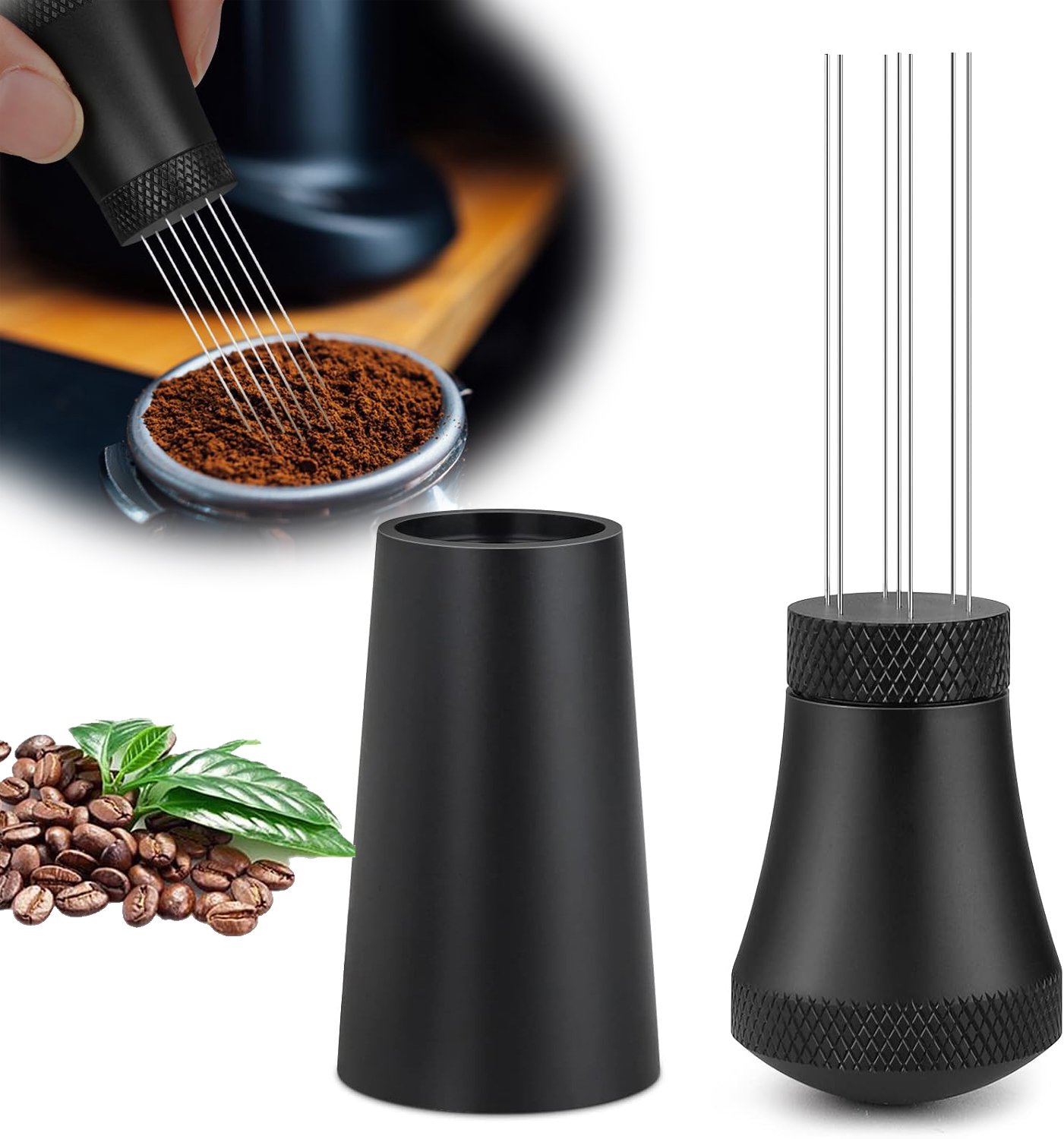 WDT-Tool - Espresso Koffie Roerstaafje - Distributeur Van Koffieroerstaafjes Met Standaard - Koffiedistributeur Met 7 Naalden