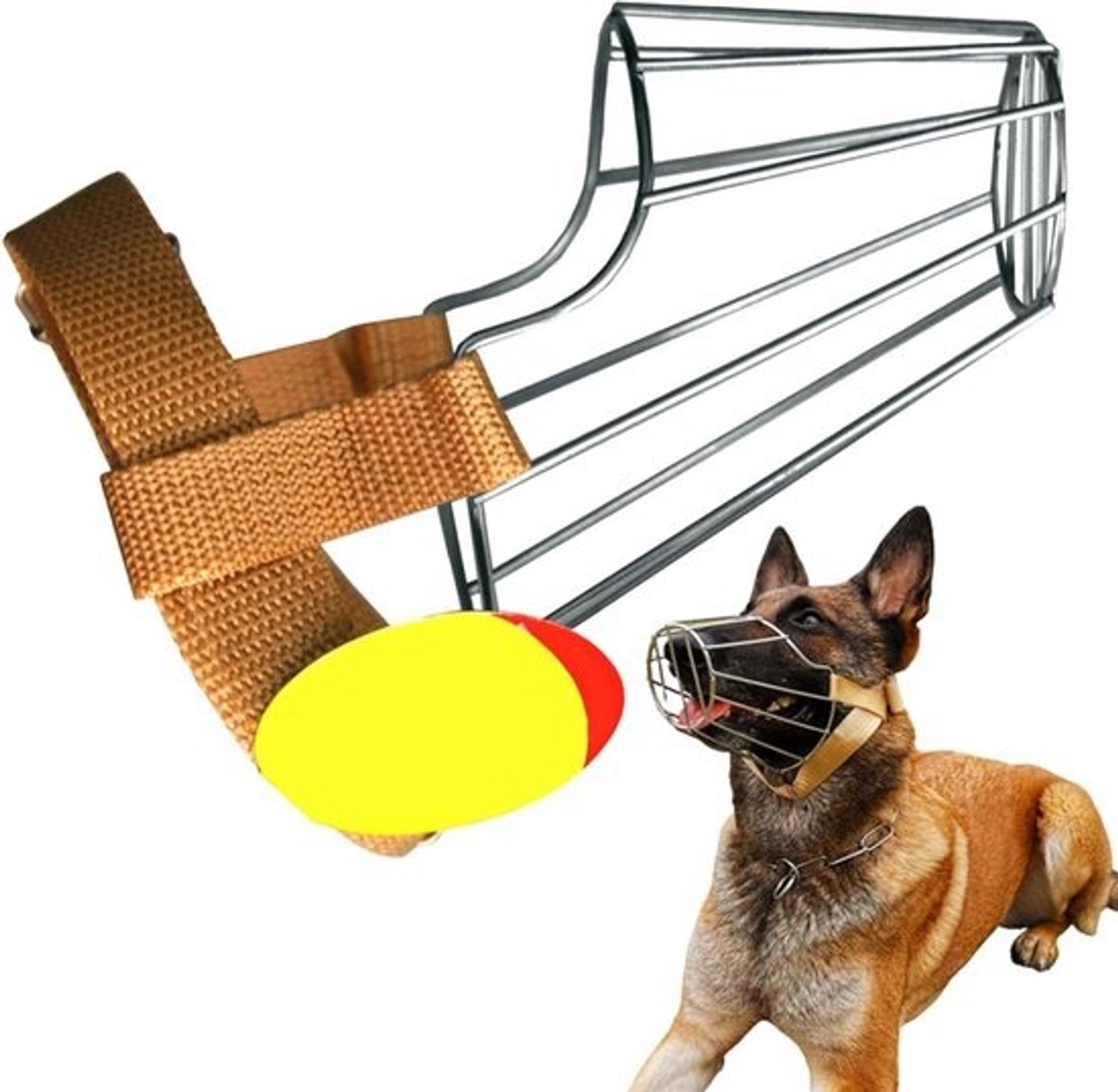 Metalen hondenmuilkorf - Gezichtsmand voor honden - Voor gecontroleerd gebruik - Ademend mandontwerp - Maat M - Zilver