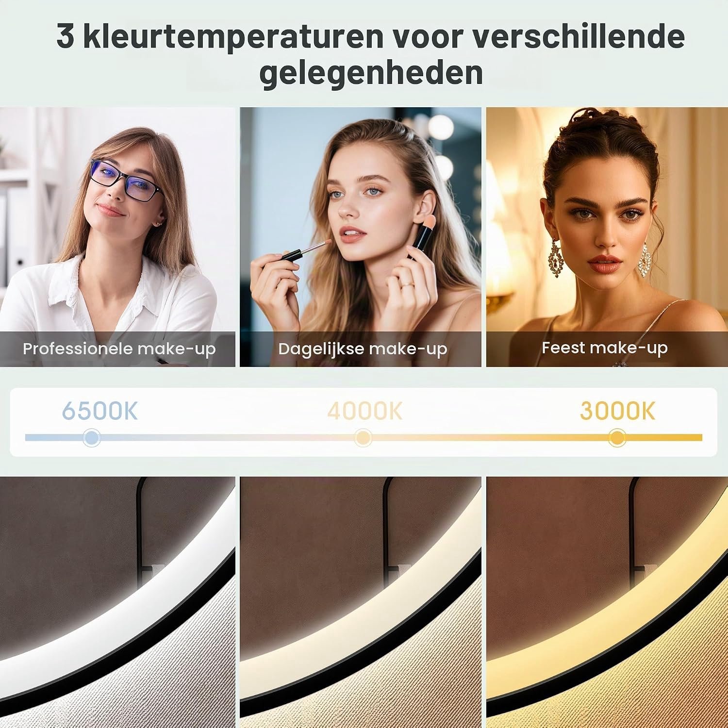 Ronde LED Badkamerspiegel 60 x 60 cm met Bluetooth, Anticondens, Dimbare Verlichting en Geheugenfunctie