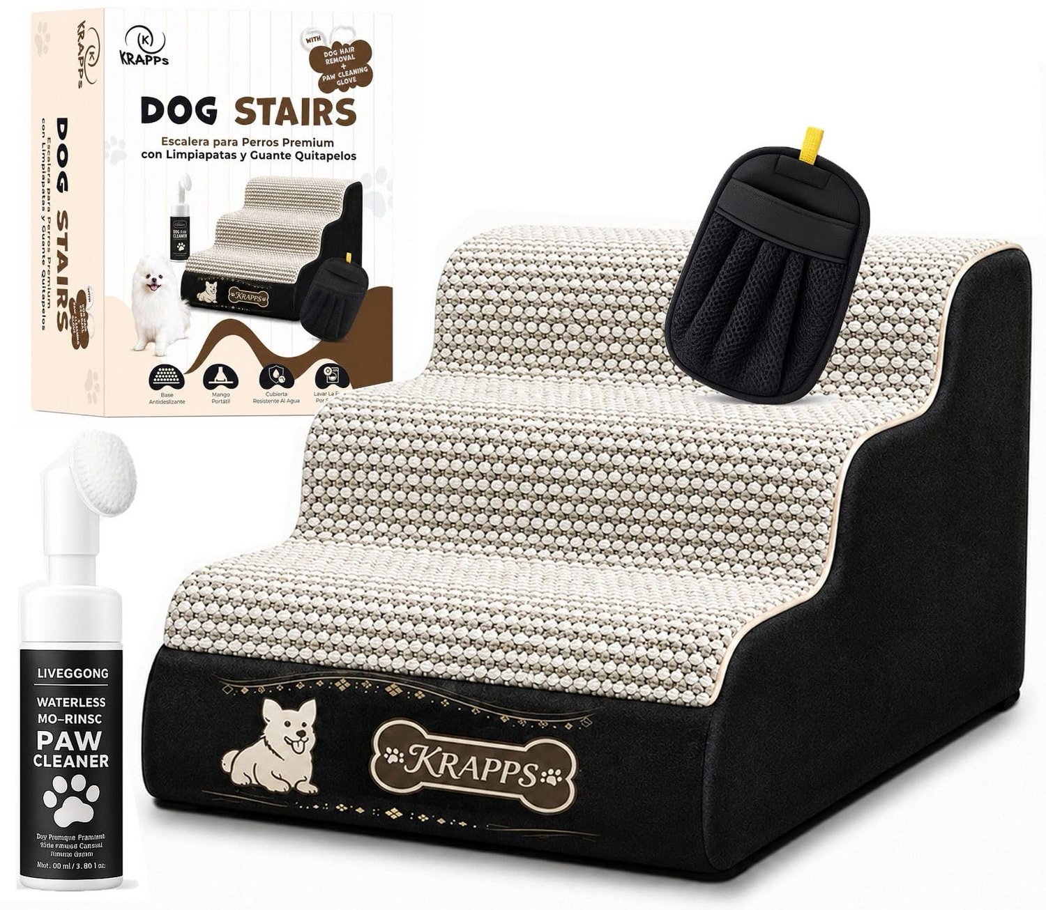 Hondentrap Voor Kleine Honden - 3 Treden 40 Cm - Polyester PU - Meerkleurig - Trap Voor Huisdieren