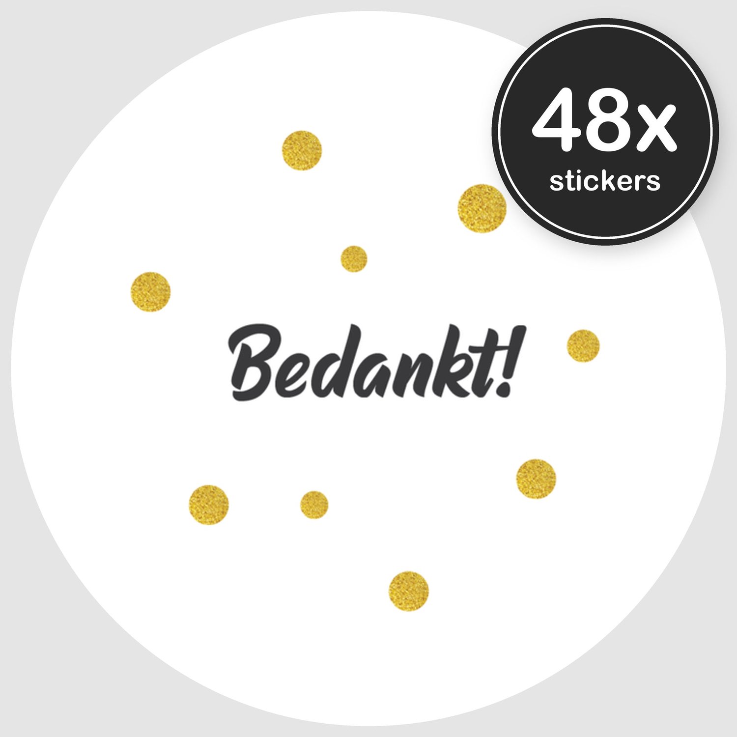 Sluitstickers Bedankt - 48 stuks - Rond 30 mm - Bedankt Stickers - Sluitzegel Envelop - Design 001