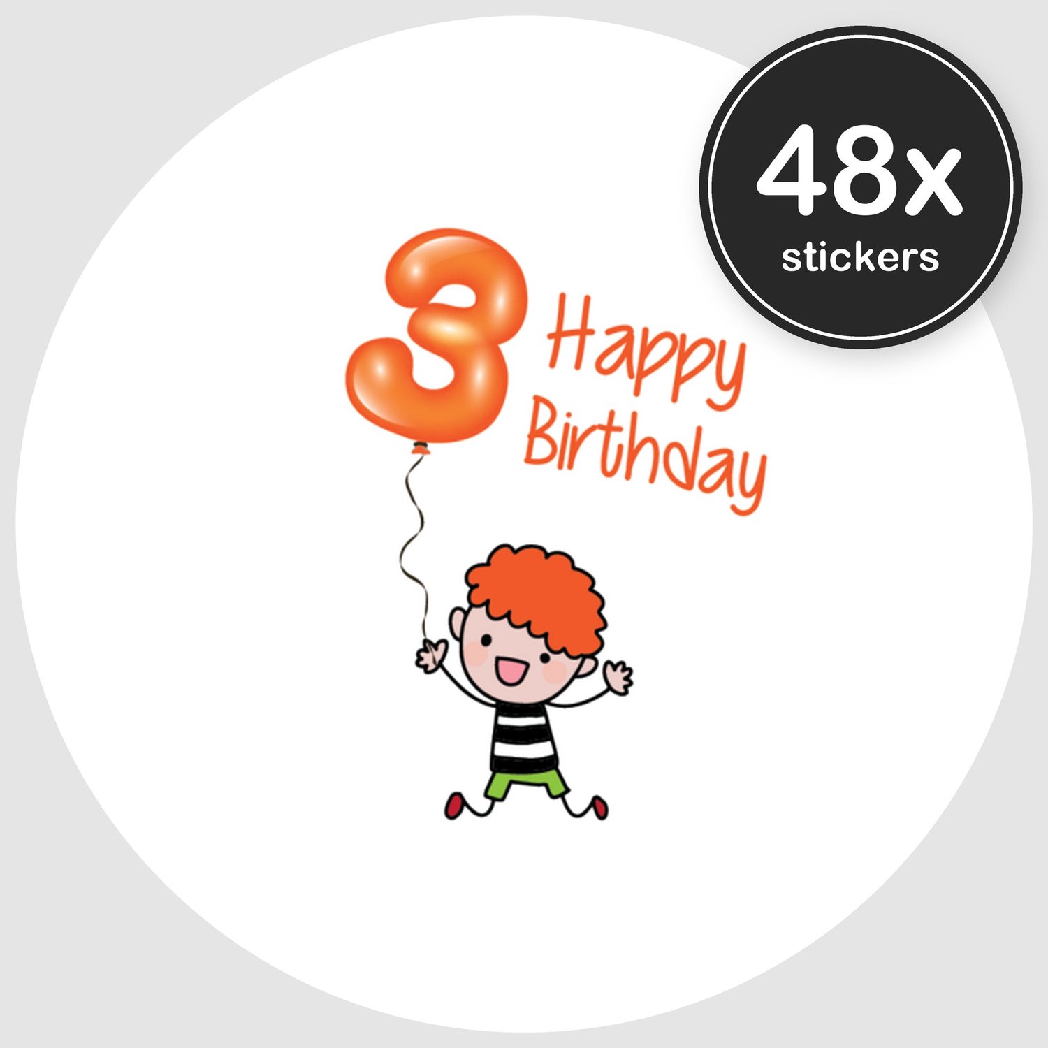 Sluitstickers Verjaardag - 48 stuks - Rond 30 mm - Verjaardag Stickers - Sluitzegel Uitnodiging - Design 093