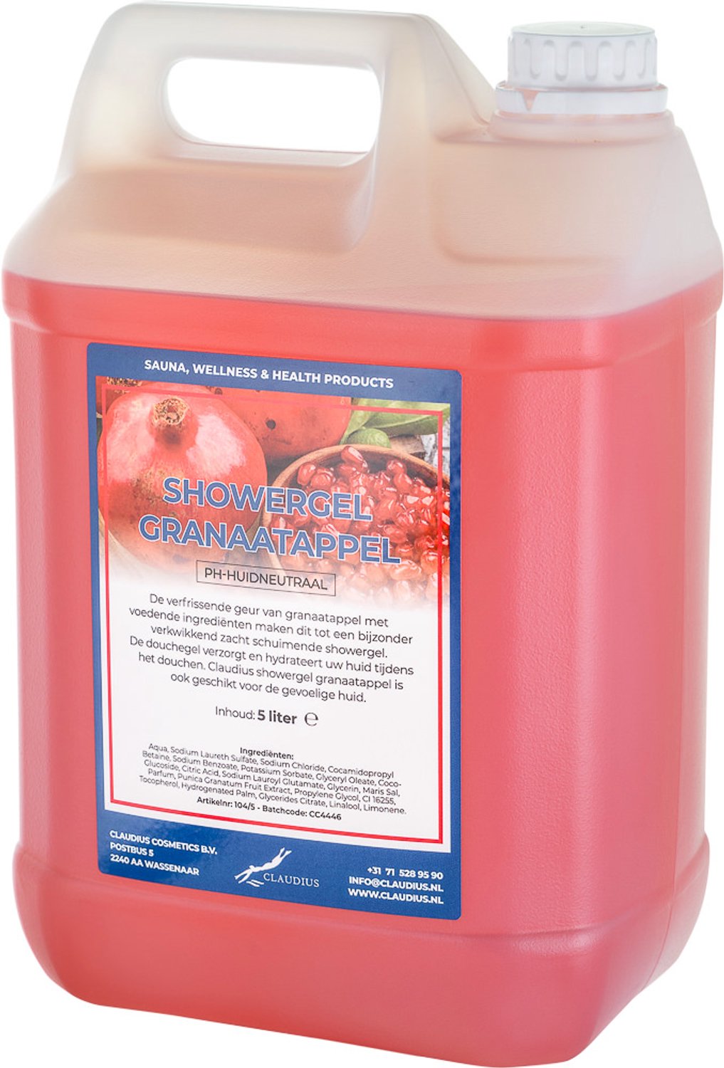 Claudius Douchegel Granaatappel 5 liter - showergel - navulling - voordeelverpakking