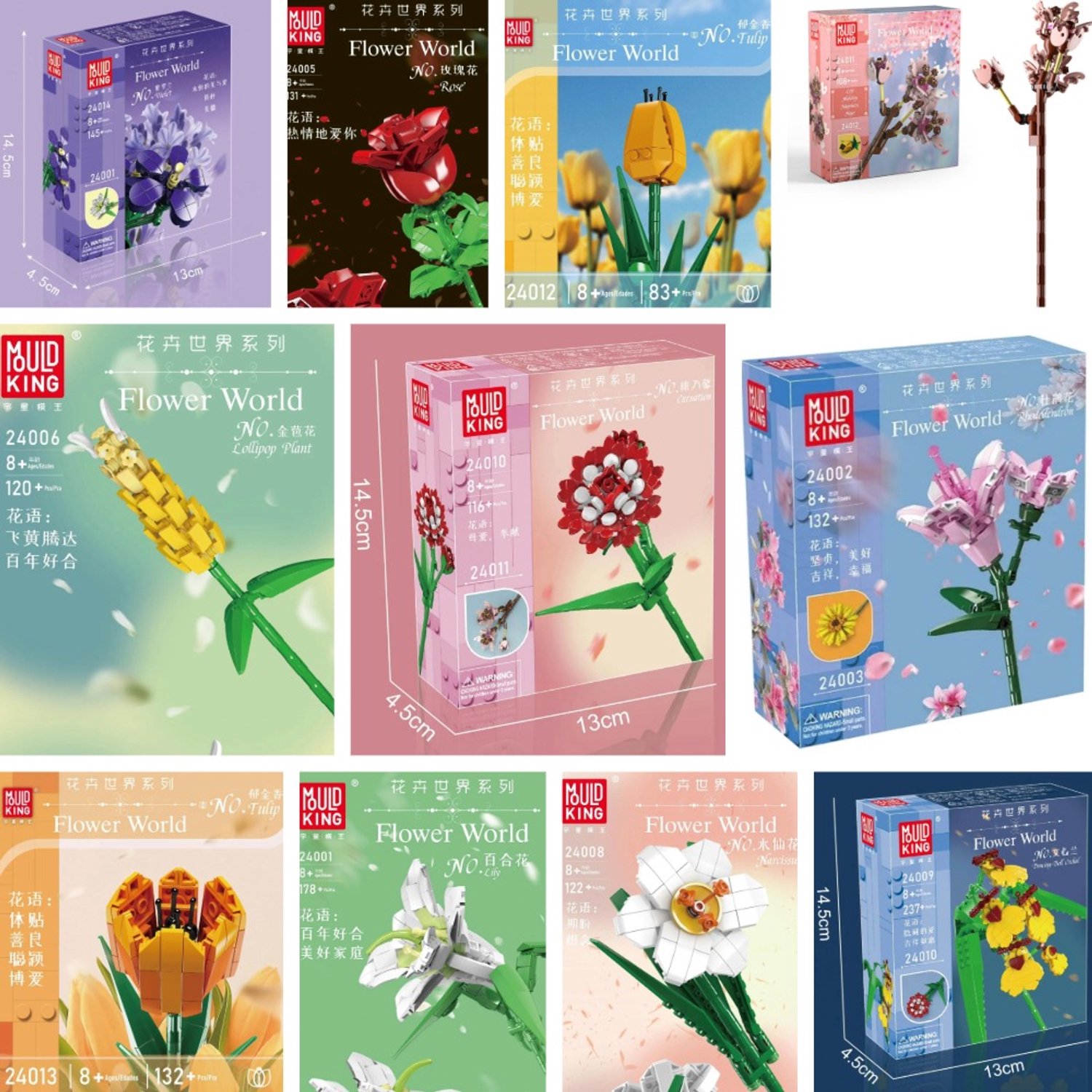 Mouldking Bloemen - Set van 11stuks - 24xxx - Past op bekende merken