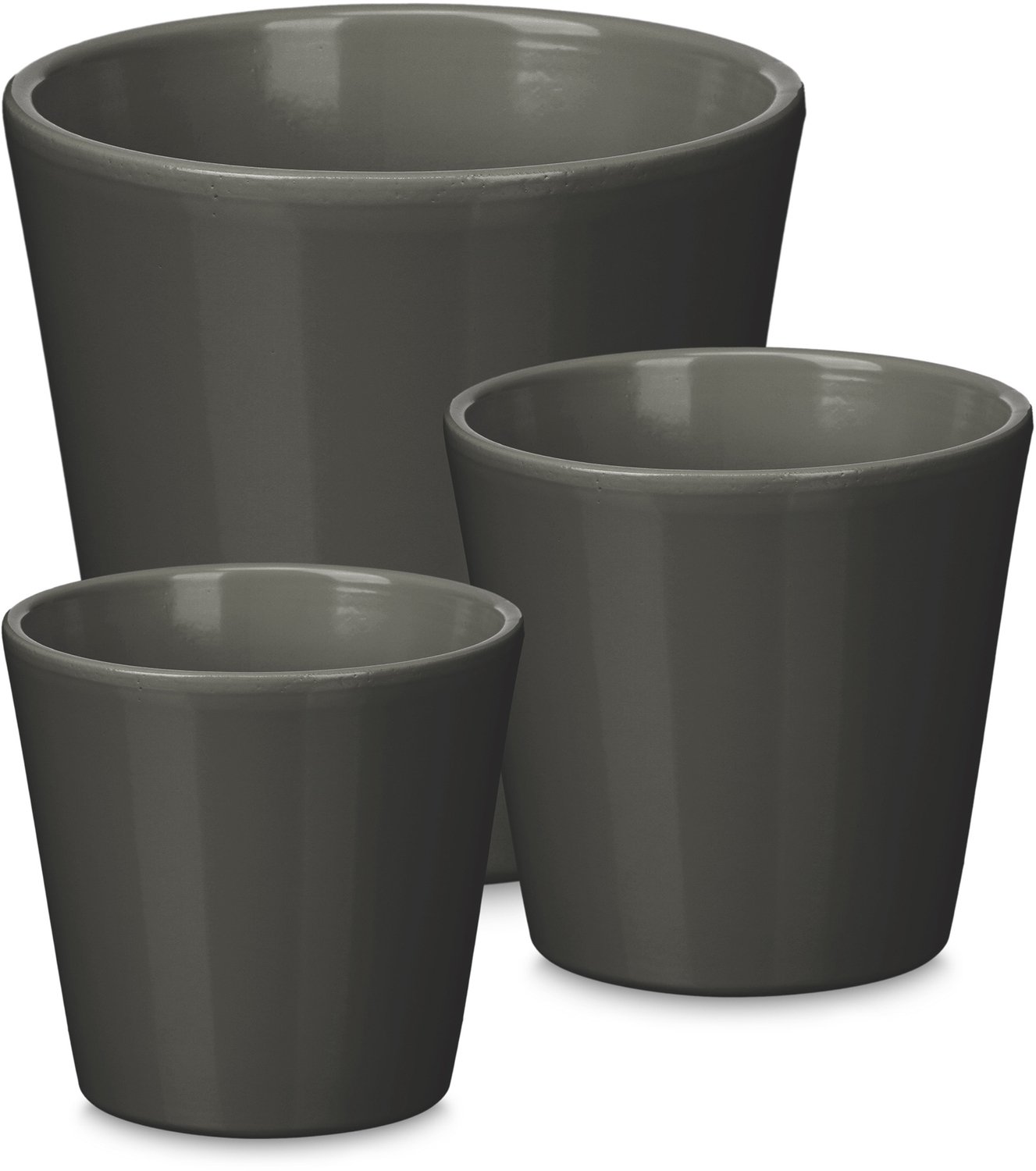 IBERGARDEN - Set van conische bloempotten Ø 14, 17, 22 cm - antraciet