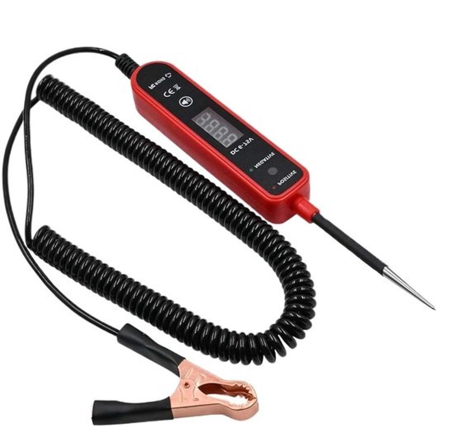 Autocircuittester - Draadtester en spanningsmeter - Diagnostisch gereedschap - LED-display in real time - 3 meter draad - Rood