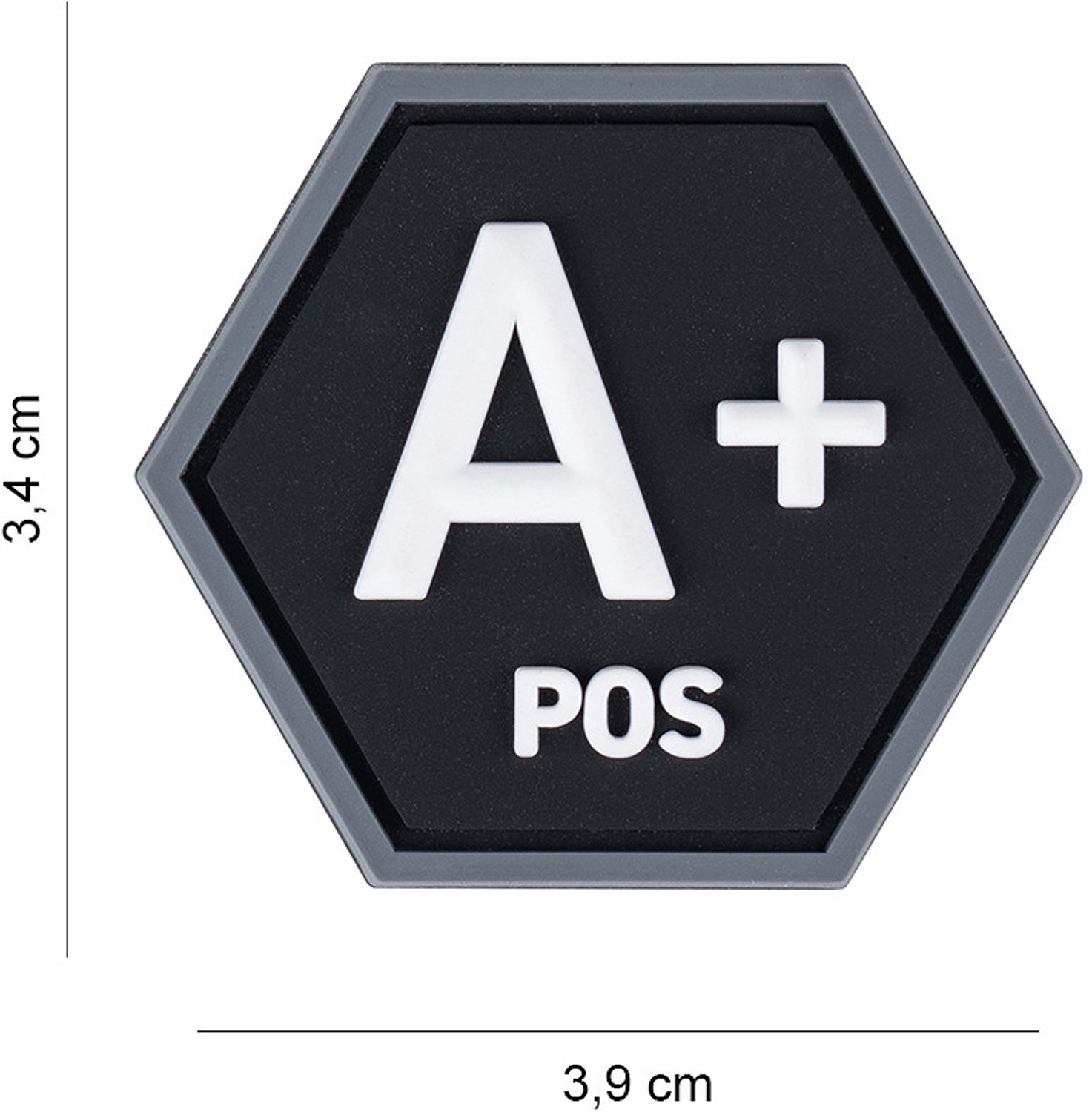Embleem 3D PVC Hexagon bloedgroep A+ positief #8062