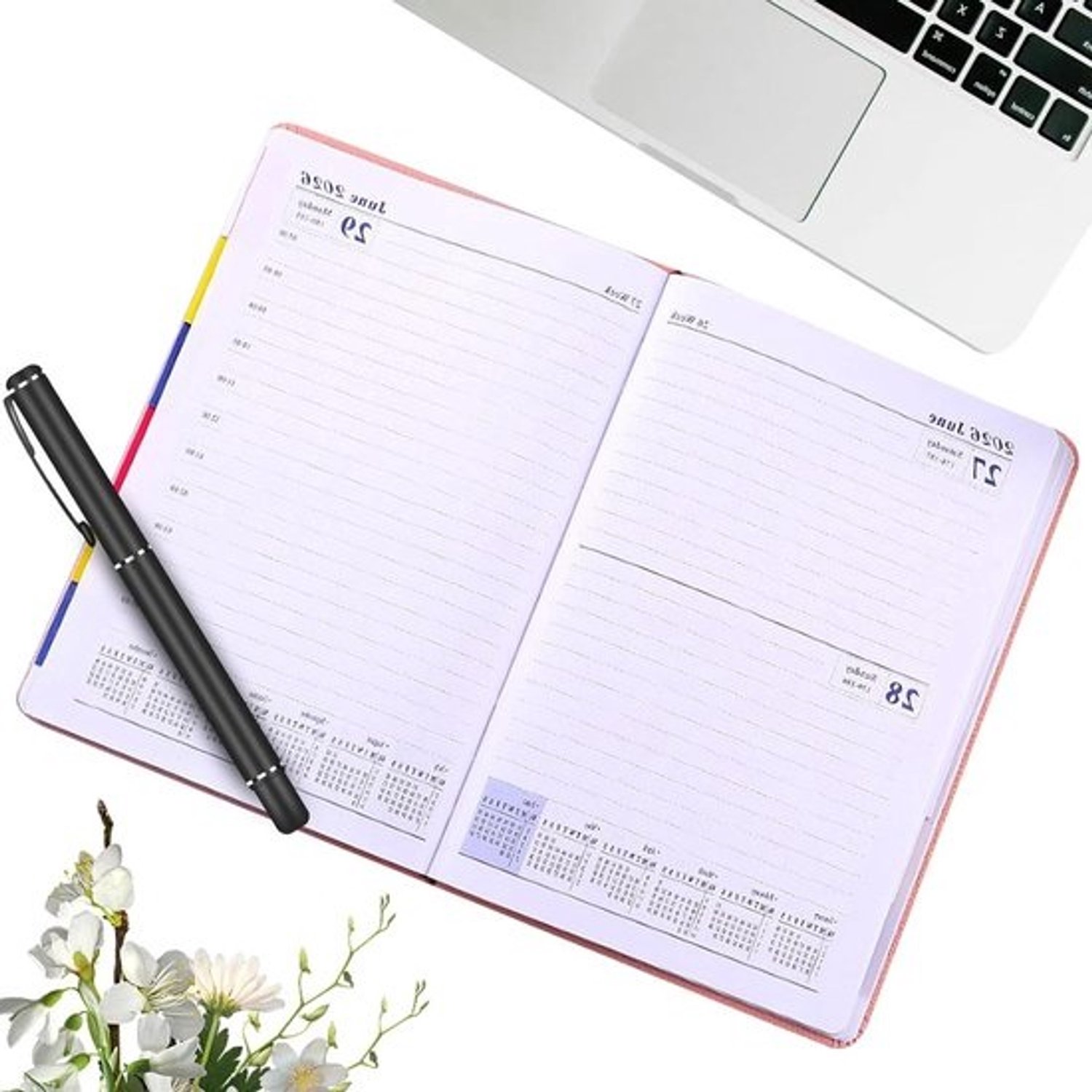 Planner 2026 - Agenda-organizer - Tijd indelen - Doelen bijhouden - 24 x 18 cm - Roze